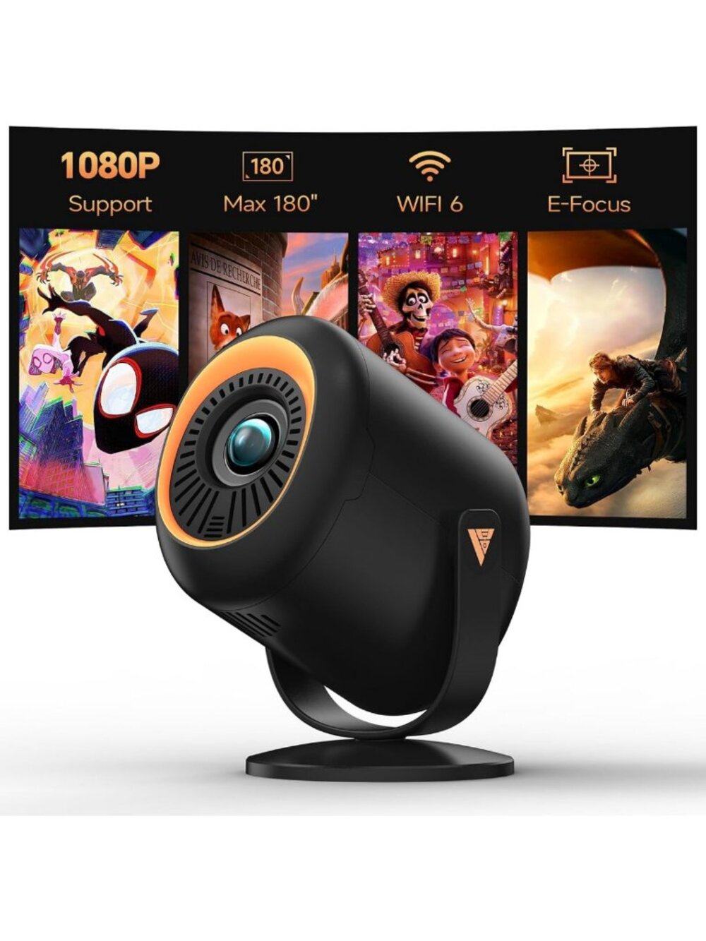 Projector with Wifi and Bluetooth Native 1080P, 4K Supported, Home Movie